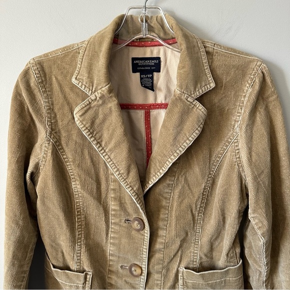American Eagle Vintage Y2K Corduroy Blazer Jacket Size XS Tan Gilmore Girls - Picture 2 of 9
